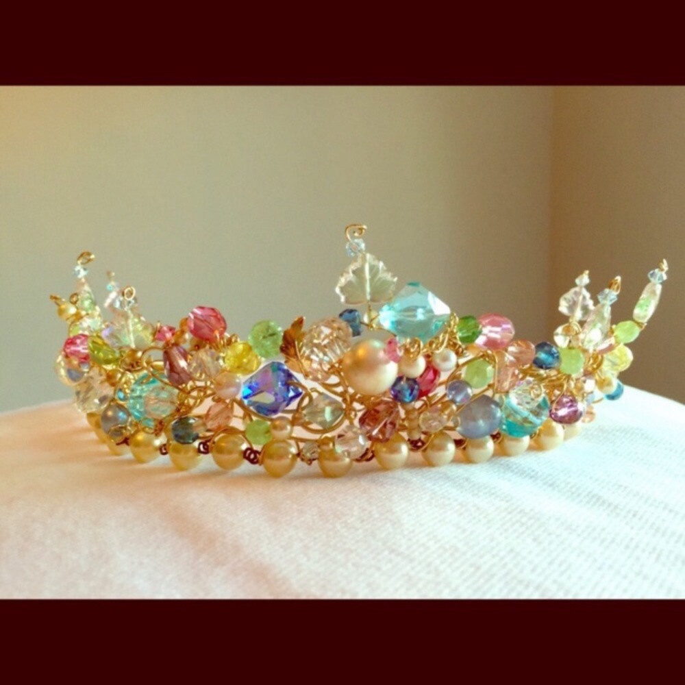 Halloween accessories gold and crystal crown fits all